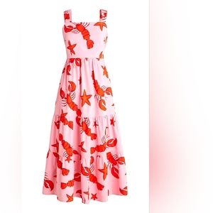 NWT J. Crew Midaxi Dress in Lobster Pink 🦞🩷 (Sz 8)